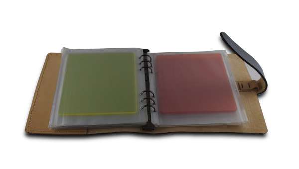 Italian leather binder for photographic filters