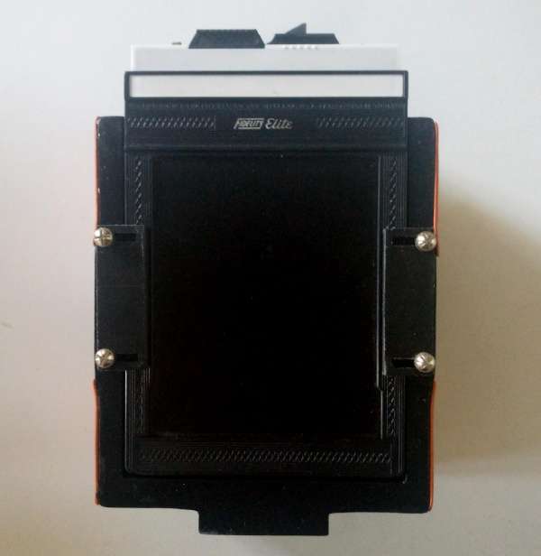 film holder 4x5 mounted on pinhole camera auloma